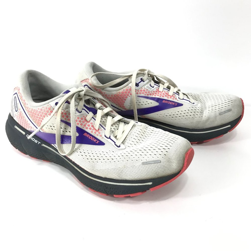 BROOKS Shoes Womens 11 White Purple Pink Running Athletic GHOST 14 - 1203561B192